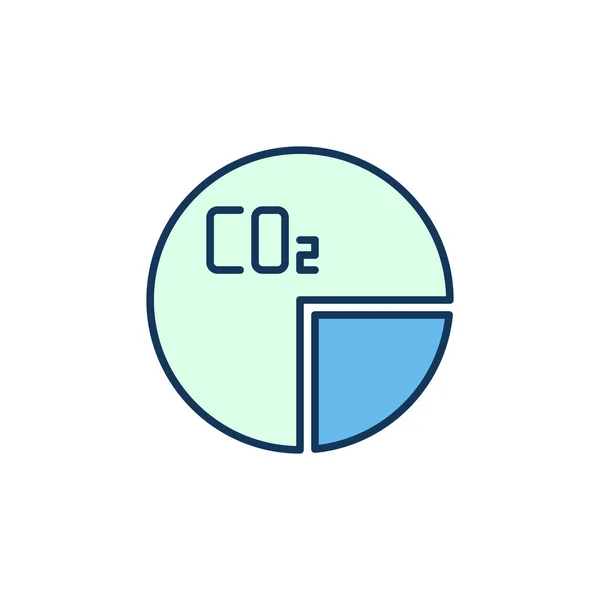 CO2 파이 차트 색칠 된 아이콘 - Vector Carbon Dioxide sign — 스톡 벡터