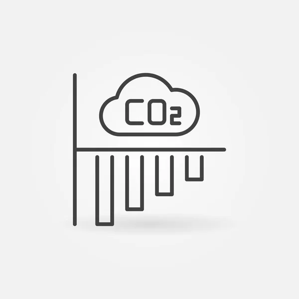 Icona del concetto di schema grafico a barre e nuvole di CO2 — Vettoriale Stock