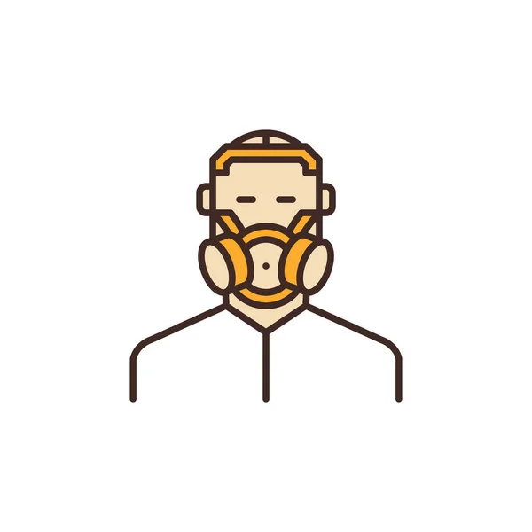 Homme avec masque à gaz concept vectoriel icône de couleur — Image vectorielle