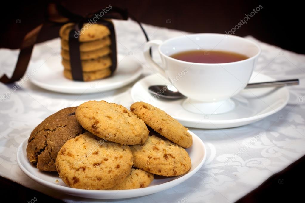 Tea time with cookies — Stock Photo © emolchanova 44625541