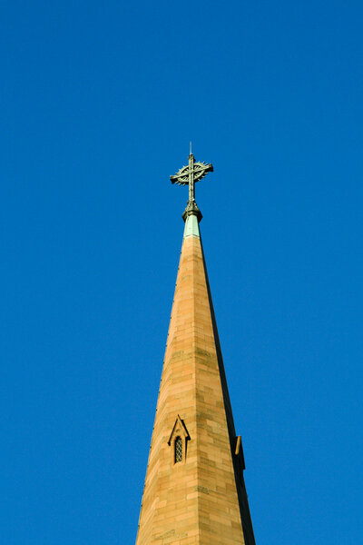 Church steeple with cross