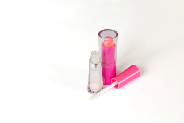 Rosa Lippenstift und Lipgloss — Stockfoto