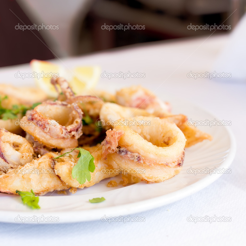 Fresh fried calamary rings