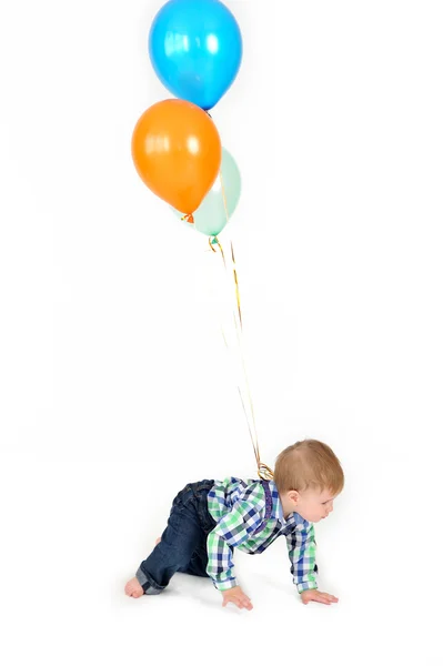 Boy with colorful balloons — Stock Photo, Image