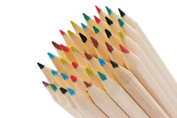 Veel van de dezelfde potloden met verschillende kleuren — Stockfoto