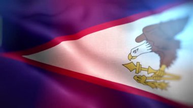 Uluslararası Amerikan Samoası bayrağı. Amerikan Samoa bayrağı kusursuz yakın plan el sallama animasyonu. Bilgisayar yapımı Amerikan Samoa bayrağı. Rüzgarda dalgalanan kumaş desenli bayrağın 3D animasyonu.