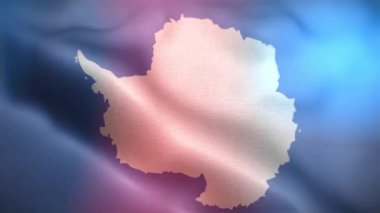 Antartika 'nın uluslararası bayrağı. Antartika bayrağı, dalgalı animasyon dalgalanması. Bilgisayar Antartika bayrağı üretti. Rüzgarda dalgalanan kumaş desenli bayrağın 3D animasyonu.