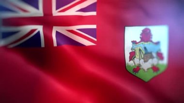 Uluslararası Bermuda bayrağı. Bermuda bayrağı dikişsiz yakın plan el sallama animasyonu. Bilgisayar Bermuda bayrağı yaptı. Rüzgarda dalgalanan kumaş desenli bayrağın 3D animasyonu.