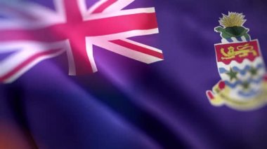 Uluslararası Cayman Adaları bayrağı. Cayman Adaları 'nın bayrağı kusursuz yakın plan el sallama animasyonu. Bilgisayar tarafından üretilen Cayman Adaları bayrağı. Rüzgarda dalgalanan kumaş desenli bayrağın 3D animasyonu.