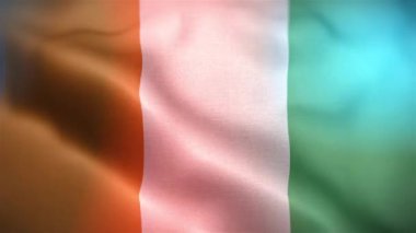 Uluslararası Cote D 'lvoire bayrağı. Cote D 'lvoire bayrağı dikişsiz yakın plan el sallama animasyonu. Bilgisayar yapımı Cote D 'lvoire bayrağı. Rüzgarda dalgalanan kumaş desenli bayrağın 3D animasyonu.