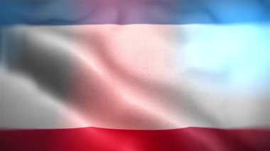 Kırım Bayrağı. Kırım bayrağı dikişsiz yakın plan el sallama animasyonu. Bilgisayar Kırım bayrağı oluşturdu. Rüzgarda dalgalanan kumaş desenli bayrağın 3D animasyonu.