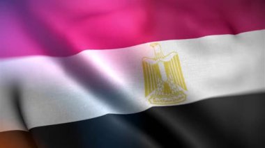 Mısır 'ın uluslararası bayrağı. Mısır bayrağı kusursuz yakın plan el sallama animasyonu. Bilgisayar Mısır bayrağı yaptı. Rüzgarda dalgalanan kumaş desenli bayrağın 3D animasyonu.