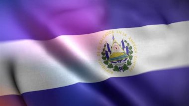 El Salvador 'un uluslararası bayrağı. El Salvador bayrağı. Yakın plan el sallama animasyonu. Bilgisayar El Salvador bayrağı yaptı. Rüzgarda dalgalanan kumaş desenli bayrağın 3D animasyonu.