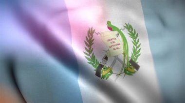 Guatemala 'nın uluslararası bayrağı. Guatemala bayrağı kusursuz yakın plan el sallama animasyonu. Bilgisayar tarafından üretilen Guatemala bayrağı. Rüzgarda dalgalanan kumaş desenli bayrağın 3D animasyonu.