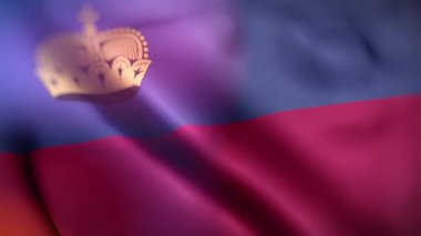 Uluslararası Liechtenstein bayrağı. Lihtenştayn bayrağı dikişsiz yakın plan el sallama animasyonu. Bilgisayar, Liechtenstein bayrağı üretti. Rüzgarda dalgalanan kumaş desenli bayrağın 3D animasyonu.
