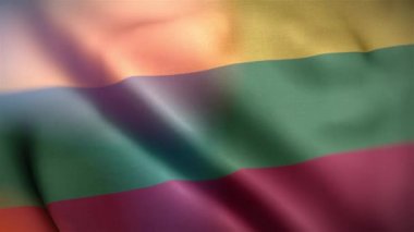 Uluslararası Litvanya bayrağı. Litvanya bayrağı kusursuz yakın plan el sallama animasyonu. Bilgisayar tarafından üretilen Litvanya bayrağı. Rüzgarda dalgalanan kumaş desenli bayrağın 3D animasyonu.