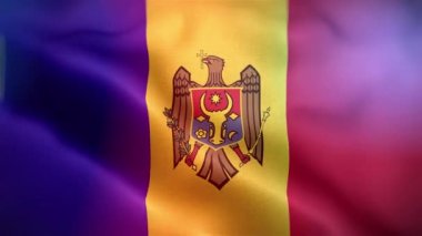 Moldova 'nın uluslararası bayrağı. Moldova bayrağı kusursuz yakın plan el sallama animasyonu. Bilgisayar Moldova bayrağı yaptı. Rüzgarda dalgalanan kumaş desenli bayrağın 3D animasyonu.