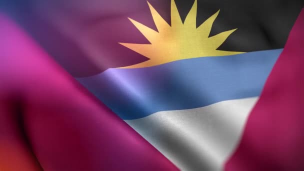 Международный Флаг Антигуа Барбуды Антигуа Барбуда Флаг Плавный Крупный План — стоковое видео