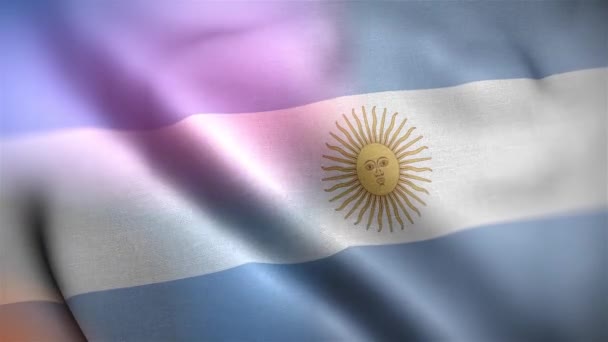 Flaga Argentyny Hiszpania Flaga Płynne Zbliżenie Machanie Animacja Komputer Wygenerował — Wideo stockowe