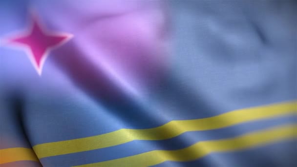 Bandera Internacional Aruba Bandera Aruba Inconsútil Primer Plano Ondeando Animación — Vídeos de Stock