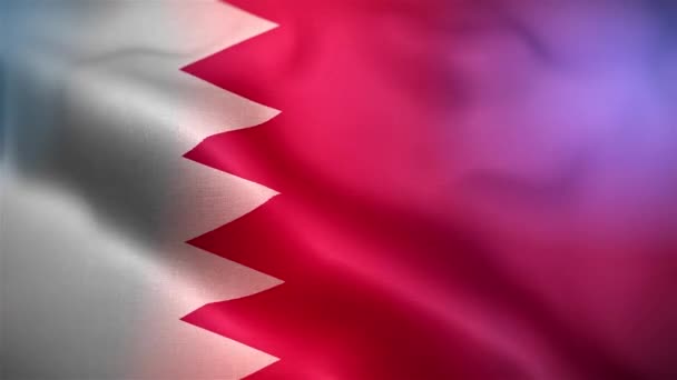 Международный Флаг Бахрейна Бахрейнский Флаг Плавно Машет Анимацией Крупным Планом — стоковое видео
