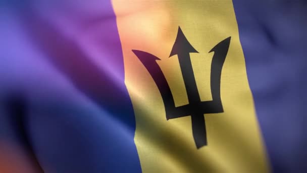 Internationale Vlag Van Barbados Barbados Vlag Naadloze Close Zwaaien Animatie — Stockvideo