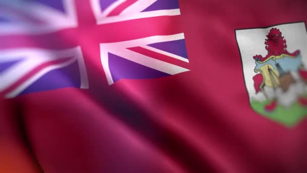 Bandera Internacional Bermudas Bermudas Bandera Inconsútil Primer Plano Ondeando Animación — Vídeo de stock