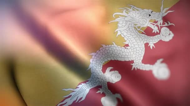 Mezinárodní Vlajka Bhútánu Bhútánská Vlajka Hladké Detailní Mávání Animace Počítač — Stock video