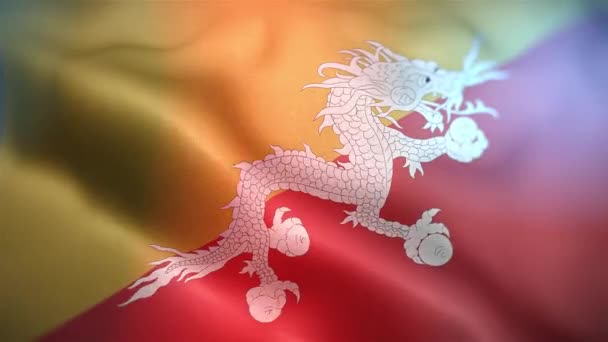 Bhutans Internationella Flagga Bhutan Flagga Sömlös Närbild Viftande Animation Datorgenererade — Stockvideo