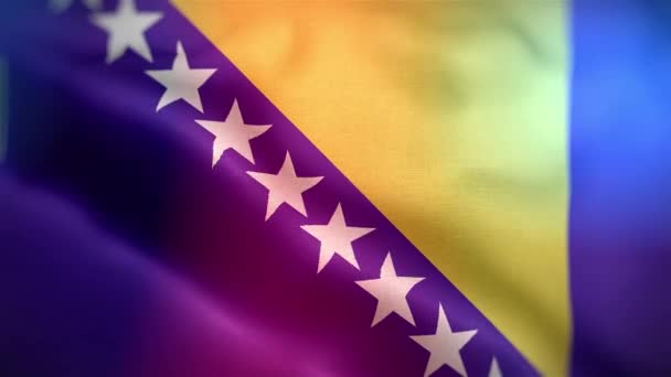 Internationale Vlag Van Bosnië Herzegovina Bosnië Herzegovina Vlag Naadloze Close — Stockvideo