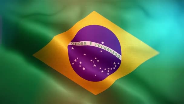 Bandera Internacional Brasil Bandera Brasil Inconsútil Primer Plano Ondeando Animación — Vídeo de stock