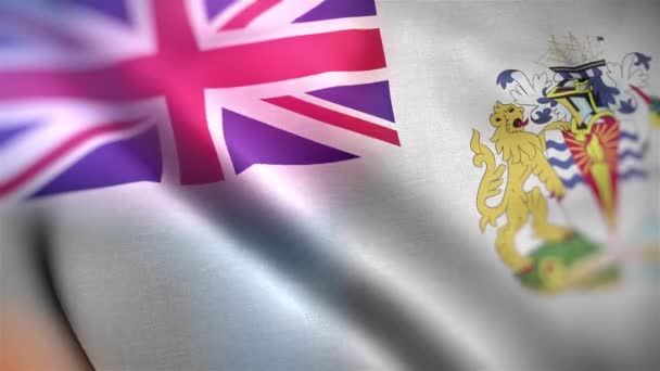 英属南极领地的国旗 英国南极领地旗帜无缝特写挥动动画 计算机生成的英属南极领地旗 织物纹理旗在风中飘扬的3D动画 — 图库视频影像