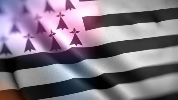 Bandera Internacional Bretaña Brittany Bandera Inconsútil Primer Plano Ondeando Animación — Vídeo de stock