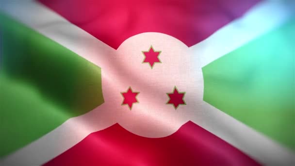 Mezinárodní Vlajka Burundi Burundi Vlajka Hladké Detailní Záběr Mávání Animace — Stock video