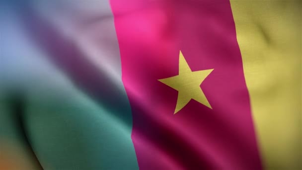 Διεθνής Σημαία Του Καμερούν Καμερούν Σημαία Απρόσκοπτη Closeup Κυματίζει Animation — Αρχείο Βίντεο
