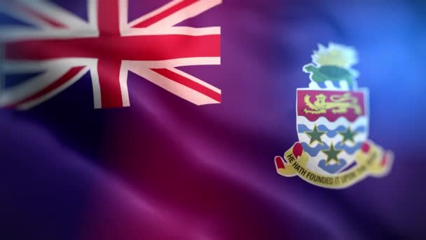 开曼群岛国际旗帜 开曼群岛旗帜无缝特写挥动动画 计算机生成开曼群岛国旗 织物纹理旗在风中飘扬的3D动画 — 图库视频影像