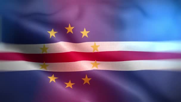 Bandera Internacional Cabo Verde Bandera Cabo Verde Animación Ondeando Primer — Vídeos de Stock