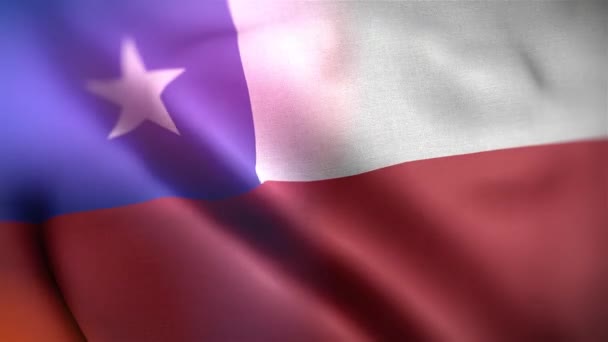 Mezinárodní Vlajka Chile Chile Vlajka Hladké Detailní Záběr Vlnění Animace — Stock video