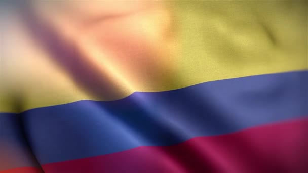 Международный Флаг Колумбии Колумбийский Флаг Швов Крупным Планом Размахивает Анимацией — стоковое видео