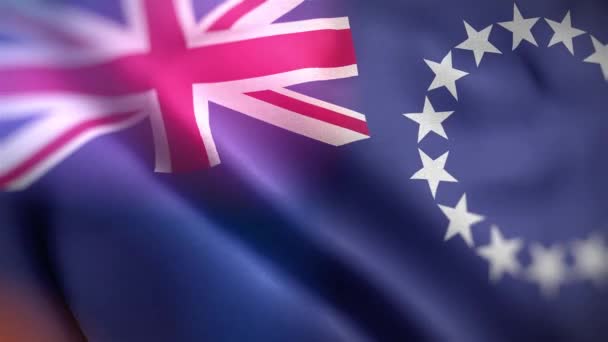 Mezinárodní Vlajka Ostrova Cooks Cooks Island Flag Seamless Closeup Waving — Stock video