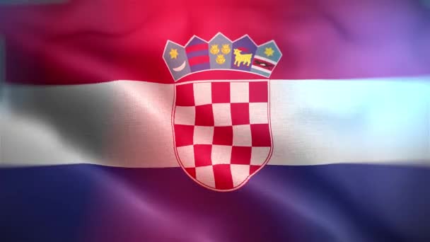 Flaga Międzynarodowa Chorwacji Chorwacka Flaga Płynna Animacja Machająca Zbliżeniem Komputer — Wideo stockowe