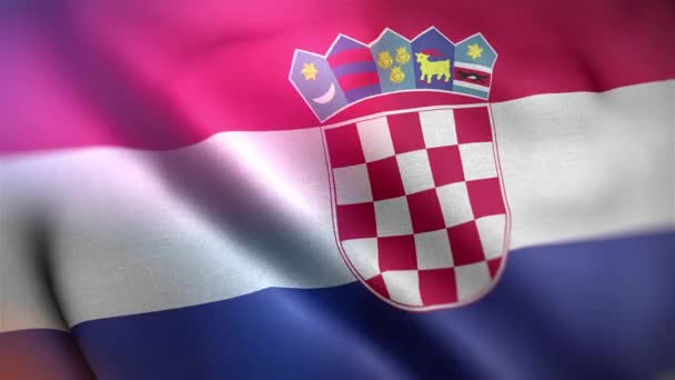 Internationale Vlag Van Kroatië Kroatië Vlag Naadloze Close Zwaaien Animatie — Stockvideo