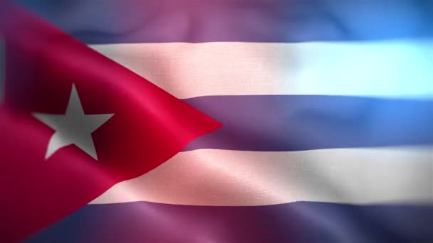 Uluslararası Küba Bayrağı Küba Bayrağı Kusursuz Bir Yakın Plan Sallama — Stok video