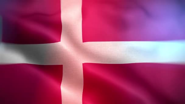 Bandera Internacional Dinamarca Dinamarca Bandera Inconsútil Primer Plano Ondeando Animación — Vídeo de stock