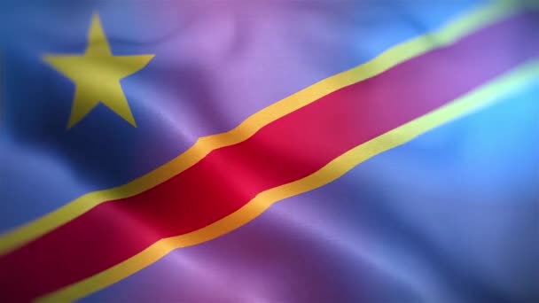 Uluslararası Demokratik Kongo Cumhuriyeti Bayrağı Demokratik Kongo Cumhuriyeti Bayrağı Kusursuz — Stok video