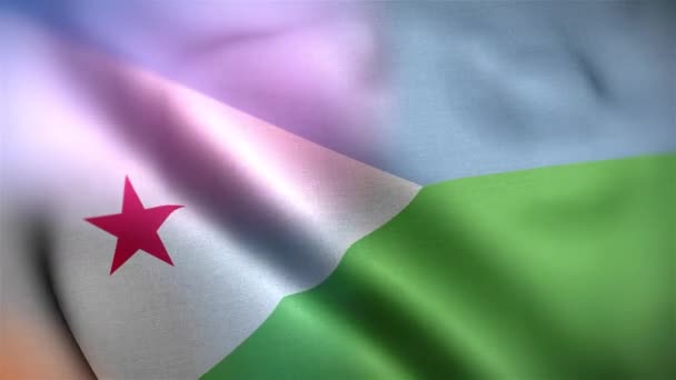 Международный Флаг Джибути Джибути Флаг Плавно Махать Анимацией Крупным Планом — стоковое видео