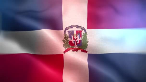 Flaga Międzynarodowa Republiki Dominikańskiej Dominikana Flaga Płynne Zbliżenie Machanie Animacja — Wideo stockowe