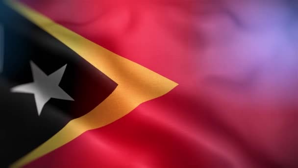 Doğu Timor Uluslararası Bayrağı Doğu Timor Bayrağı Kusursuz Yakın Plan — Stok video