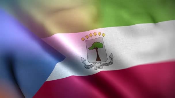 Bandera Internacional Guinea Ecuatorial Guinea Ecuatorial Bandera Inconsútil Primer Plano — Vídeos de Stock