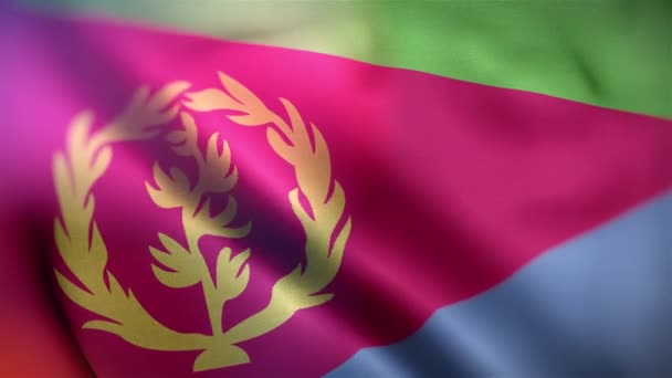 エリトリアの国際的な旗エリトリアの旗シームレスなクローズアップアニメーションを振っています コンピュータがエリトリアの旗を作った 風に揺れる布の質感の旗の3Dアニメーション — ストック動画